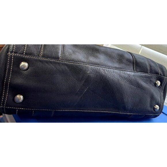 Makowsky Women's Black Satchel Moto Handbag Pebbled Leather - Picture 4 of 6